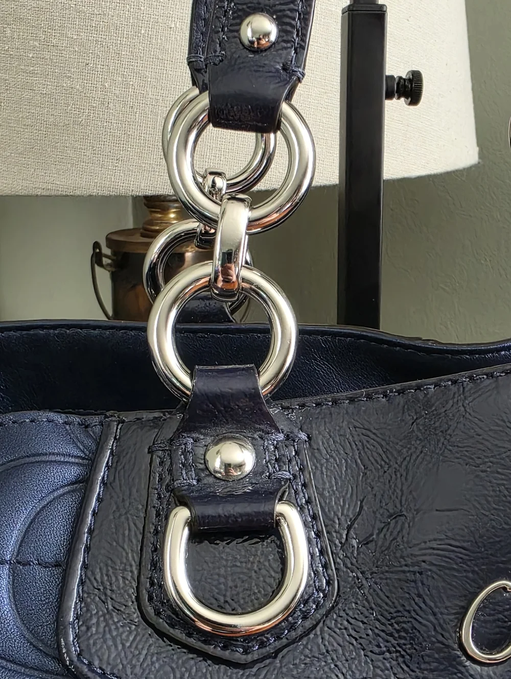 Coach Ashley Carryall F19455 Satchel Blue Signature Embossed Leather Bag NWT Y2K - Picture 6 of 16